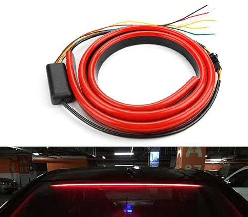 Defvnsy Rear Tail Brake Light Strip 100CM 39.4 Multifunction Third Brake Light Flexible 12V Car Additional LED Stop Light Driving Turn Signal Anti Tailgating Warning Light (Red)