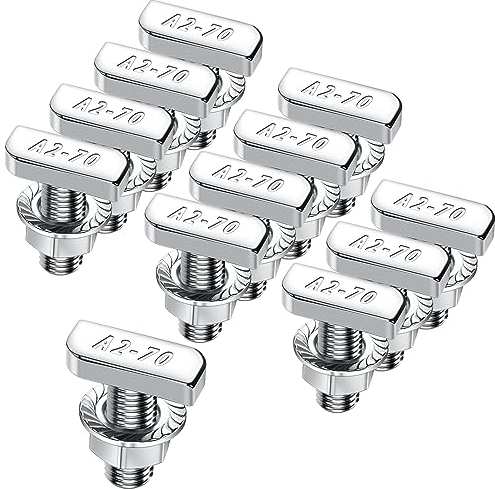 Viti a testa martello, m8 x 20, in acciaio inox A2, 70,12 pezzi, con dadi di blocco, dadi flangiati M8, per guide di montaggio solare PV, serra e fotovoltaico