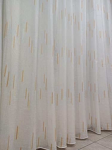 Tende Arredo Tessile - Tessuto per Tenda su misura a metraggio per interni - con o senza Rifinitura Personalizzata - alta 3 metri - Entra - righ (Arancio)