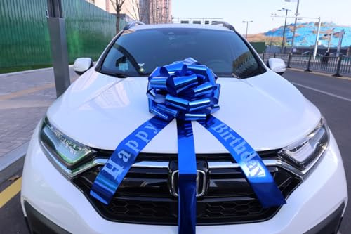 Chexin Blau Schleife Große Masche für Auto Happy Birthday Geschenk Fahrrad, Geschenkschleife Große - XXL 45 cm, Riesen Geschenkschleife für Hochzeiten, Neue Häuser, Parties, und Bänder 600 cm Lang