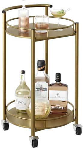 Azheruol Home Bar & Serving Carts Gold Round Small
