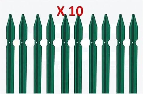 Generico 10 PZ Palo paletto in Ferro PLASTIFICATO a T 30x30x3 mm plastificato Verde per Rete Recinzione Metallica (125)