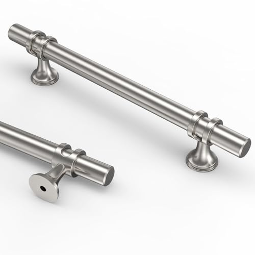 9BUILD 10 Pack 128MM Brushed Satin Nickel Kitchen Cupboard and Drawer Handles - Zinc Alloy Cabinet Hardware