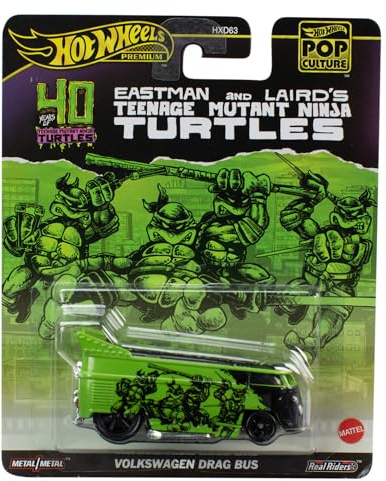 Hot Wheels Ninja Turtles TMNT Teenage Mutant Ninja Turtles Modell Transporter VW Drag Bus - Die Cast Maßstab 1:64 - Länge 8cm - HVJ46