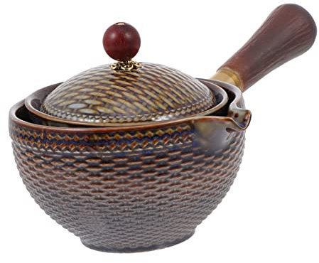 PRETYZOOM Tetera Creativa Filtro 360° Resistente al Calor, Cerámica Marrón, Diseño Ergonómico para Casa y Oficina, Hervidor de Té Individual, Accesorio Funcional para Infusión