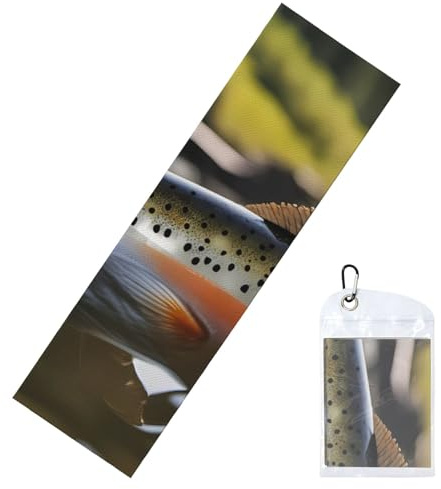 BROLEO Asciugamano sportivo refrigerato 30,5 x 101,6 cm, asciugamano morbido traspirante per yoga, sport, corsa, palestra, allenamento, fitness, ruscello, trota, pesca a mosca