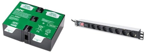 APC APCRBC124 - Ersatzbatterie für Unterbrechungsfreie Notstromversorgung & DIGITUS 19 Steckdosenleiste - 7 Abgriffe - 1HE - 250VAC - 50/60Hz - 16A - 4000W - Mit Schalter & Überspannungsschutz