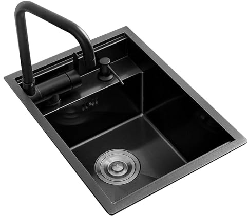 Single Bowl Stainless Steel Invisible Sink With Foldable Faucet Drain Cover For Bars RVs Small Kitchen Built-in Concealed Basin For Vegetable Washing Countertop Convenience(30 * 45 * 21cm)