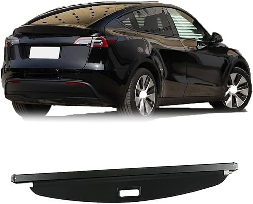 JZWJNFYY Auto Versenkbare Kofferraum-Ablage für Tesla Model Y 2020-2023,Hintere Kofferraum Hutablage,Ladungsabdeckung Kofferraum Gepäckträger Zubehör