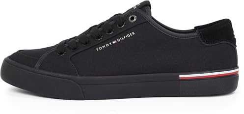 Tommy Hilfiger Uomo Sneakers Vulcanizzate Core Corporate Canvas Profilo Basso, Nero (Black), 40