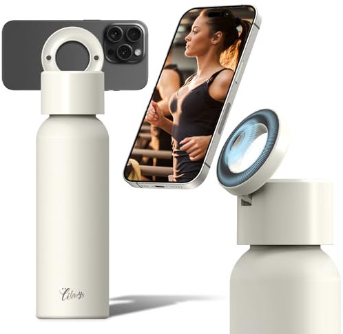 LIBWYS 750ml Thermosflasche aus Edelstahl mit Magnetischer Ständer Vakuumisolierte Auslaufsichere Thermoskanne, Isolierte Trinkflasche für Sport, Yoga, Fitness, Wandern, Outdoor, Reisen, Weiß