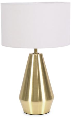 ValueLights | Gold Metal Touch Dimmer Table Lamp with White Drum Shade | Home Décor, Bedside & Desk Lamp | Includes Bulb