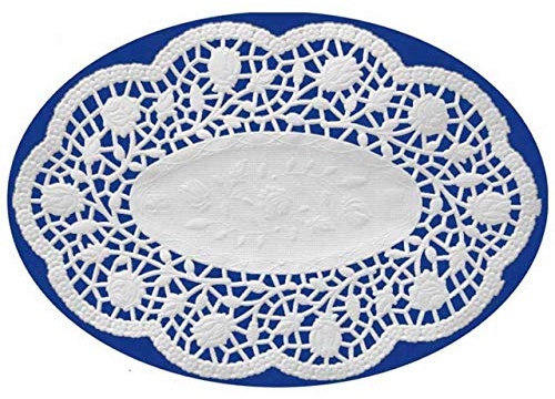 VEPATIM 500 Deko-Spitzen oval Mokkadeckchen weiß 22 x 15 cm