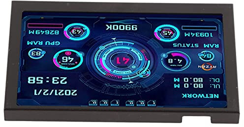 XTevu Monitor de datos de CPU PC, Mini pantalla IPS USB C, Monitor de temperatura de computadora IPS USB C Tipo C de 5 Pulgadas para Pantalla de Temperatura AIDA64 Monitor de Datos de PC