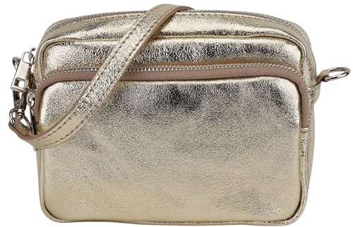SH Leder Echtleder Umhängetasche Clutch kleine Tasche Abendtasche Alltagstasche mit Verstellbar Schultergurt 18x13cm Pia G394