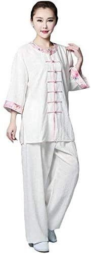 TaiChi Uniform,Tai Chi Clothing, Women's Tai Chi Suit - Chinese Martial Arts Kung Fu Taiji Wushu Wing Chun Qigong Gymnastics Training Spring Summer Clothing Middle Sleeve Embroidered Jacket Pant Set(#