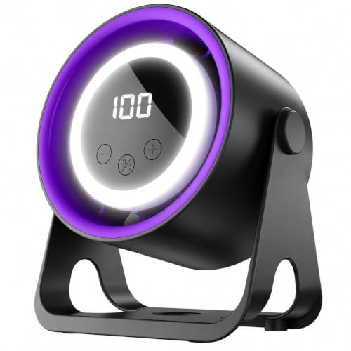Portable Desk Fan With Night Light USB Rechargeable 100-Speed LED Display