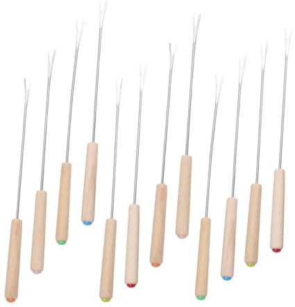 GRADENEVE 12 Pièces Set de Fourchettes à Fondue Acier Inoxydable avec Poignée pour Fromage Chocolat et Fruits Ustensiles Résistants Chaleur et Faciles à Nettoyer