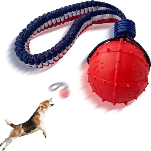 ViVNiK Spielzeugkugel werfen ，Hundespielzeugball, Hundespielzeugball mit Seil, interaktives Haustierspielzeug, Hundeballspielzeug aus Seil, Wurfspielzeugball, große (CQ-H)