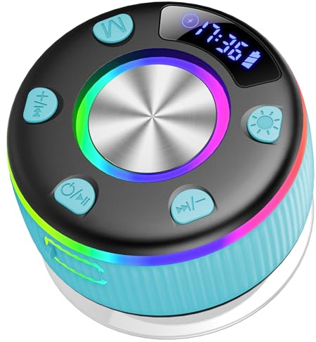 PRSCFUM Altoparlante Bluetooth, impermeabile, doppio accoppiamento, altoparlante wireless portatile per uso domestico e all'aperto, luce LED, radio