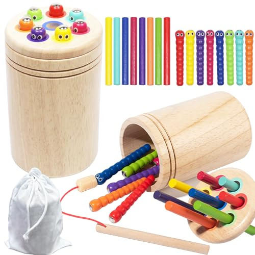 JOKILY Montessori Giocattoli 3 in 1 Colorati Montessori Giocattoli in Legno Giocattoli per Apprendimento Colori Forma Sorting Giocattoli Sensoriali Giocattoli Motori