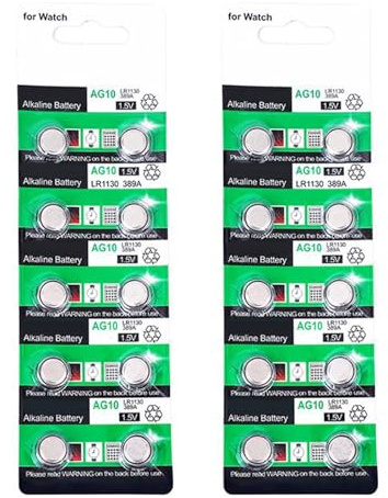 Lot de 20/10 piles bouton alcalines AG10 LR1130 pour petits appareils électroniques sans clé