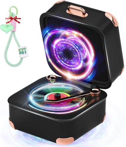 Bluetooth Speaker Wireless【2025 Creative Design Award】【52mm Titanium Diaphragm for Hi-Fi Audio】 Speakers Wireless Bluetooth Creative and Cute Desktop Suitcase Design with Manual Knob Control Black