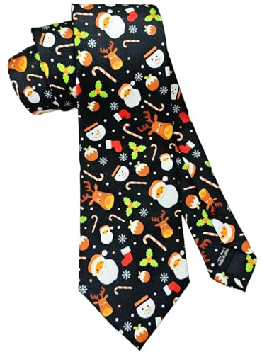 NEONSKY Cravatta Natalizia Uomo Donna – Design Originale Elegante Nero con Motivi di Natale, Accessorio Festivo Perfetto per Feste, Compleanni e Regali