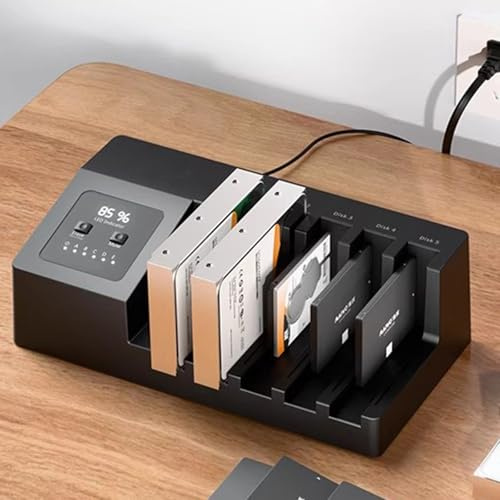 Vituord Estación De Acoplamiento para Disco Duro, con Clonación Sin Conexión, Duplicador De Carcasa HDD De 5 Bahías, para SSD/HDD SATA De 2,5 Y 3,5, Almacenamiento Expandible hasta 110 TB