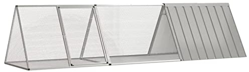 Caja de establo para animales pequeños, jaula para conejos, gris, 302,5 x 80,5 x 71 cm, acero galvanizado, para hámsters o conejos