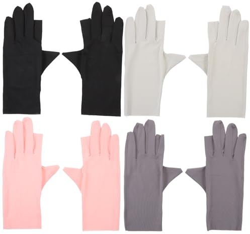 iplusmile 4 pares Guantes de Protección UV para Manicura Mujer Semidedos Ice Silk Antiescamas