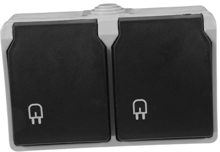 FUNOMOCYA Presa Elettrica da Parete Europea a 2 Vie con Coperchio Ip44 Base Doppia Connessione Resistente per Villa Ufficio e Hotel Presa a Muro Antischizzi per Uso Interno ed Esterno
