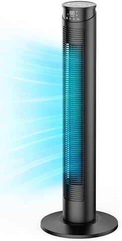 WoleixKlima Ventilator sehr leise 25dB, Turmventilator sehr leise mit Fernbedienung, Standventilator sehr leise mit Fernbedienung, 45W, 4 Modi&4 Stufen, 75°Oszillation, 12H Timer, 92.9CM