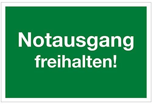 WANDKINGS Hinweisschild - Notausgang freihalten! - stabile Aluminium Verbundplatte - Wähle eine Größe - 30x20 cm
