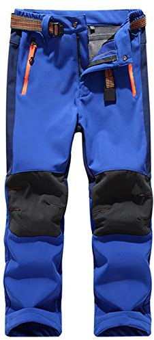 Echinodon Kinder Softshellhose mit Fleecefütterung Hose Wasserdicht Winddicht Atmungsaktiv Funktionshose Skihose Regenhose Jungen Mädchen Sporthose Wanderhose Dunkelblau S
