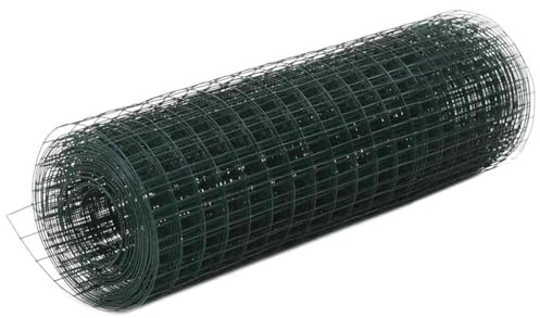 vidaXL Hönsnät stål med PVC-beläggning 10x0,5 m grön