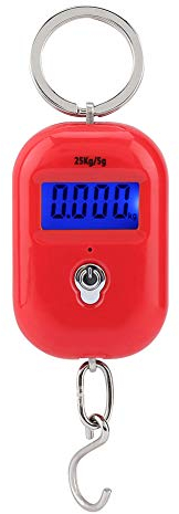 25kg / 5g balance numérique portable balance à bagages suspendue balance ultra-mini balance poids crochet précis balance électronique LCD rétro-éclairage cuisine rouge (sans batterie)