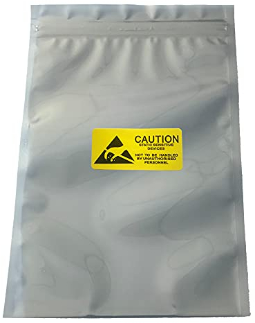 Daarcin 100 Stück 15 x 20 cm antistatische Beutel, Premium-ESD-Beutel, wiederverschließbar für 8,9 cm SSD-HDD mit 100 Etiketten, antistatische Beutel für Handlaufwerke oder verschiedene elektronische