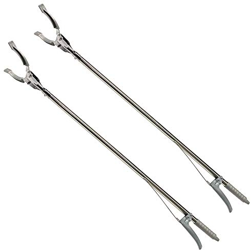 HAC24 2er Set Greifzange Müllzange Metall Greifhilfe Abfall Müll 90cm Greifer Greifarm Müllsammler Müllgreifer Abfallgreifer