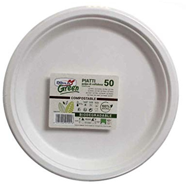 DOPLA 50 platos llanos biodegradables blancos de pulpa de celulosa Dimensiones Ø23 cm 450c