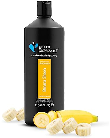 GROOM PROFESSIONAL Banana Sheen Hundeshampoo - Hundeshampoo Gegen Juckreiz - Tiefenreinigendes Shampoo für Hunde - Verleiht Glanz und Weichheit - Perfekt für Stumpfes und Trockenes Fell, 1 Liter