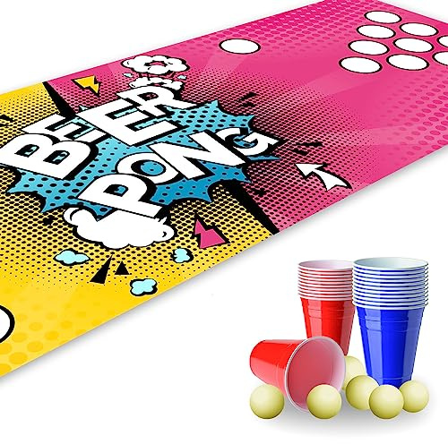 younikat Bierpong Matte 180 x 60cm - Becher Set inkl. 22 - dv820