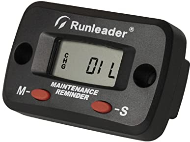 Runleader Digitaler Drehzahlmesser/Betriebsstundenzähler,Wartungserinnerungen,Herunterfahren des Benutzers,austauschbare Batterie für den Rasentraktor Generator Kompressor Kettensäge Schneemobil.