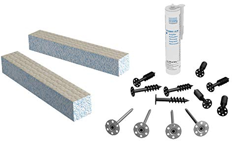 LUX ELEMENTS Montage-Set für Badewannenverkleidung Fertig zum Verfliesen I 2x Anschläge + 8x Schraubdübel & 4x Schlagdübel & 1x Montagekleber I Schimmelresistent