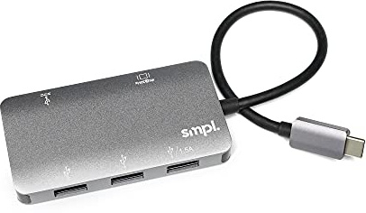 Smpl - Hub USB-C 5 en 1 a HDMI, concentrador Thunderbolt 3 conversor de vídeo a 4K, 3 puertos USB 3.0, cargador USB PD 100 W, compatible con MacBook Pro y Air