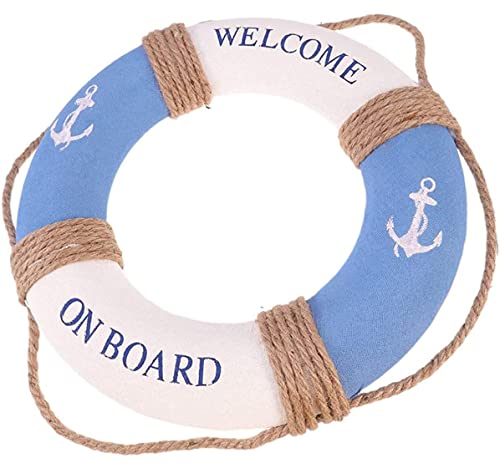 Shiwaki Diametro 30 cm Blu Nautico Anello di Vita Nautica Decorativo Anello di Salvataggio Nautico Anello di Salvataggio Casa Parete Porta Appeso Arredamento (Ancora)