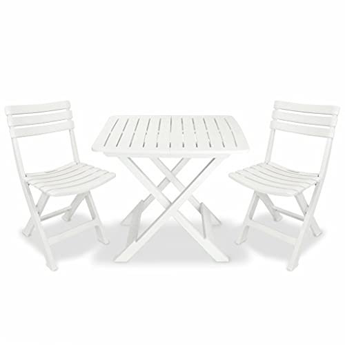 YITHOPI 3-TLG. Bistro-Set Klappbar Kunststoff Weiß,Robuster Kunststoff Klappstuhl - anthrazit - Gartenstuhl Bistrostuhl Balkonstuhl Campingstuhl