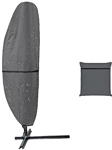 Aacabo Banana Umbrella Cover with Zipper for 9-13ft Cantilever Umbrellas Cover Patio Umbrella Covers,Waterproof Market Parasol Covers （Grey）…