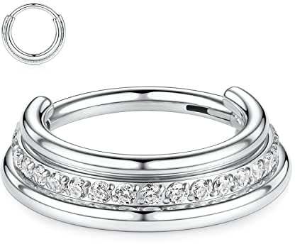 hengkaixuan 16G Nasenringe 316L Chirurgischer Stahl Septum Ohrmanschette Helix Clicker Klappring Muschel Daith Helix Unisex Creolen Septum Piercing Schmuck