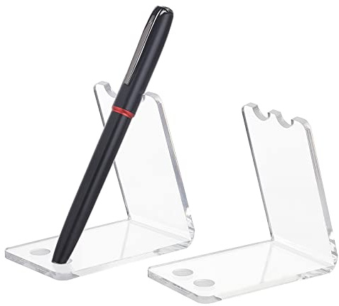PandaHall - Soporte para lápices, 2 ranuras para lápices, transparente, soporte para bolígrafos de acrílico, expositor para bolígrafo de oficina, escuela, hogar, delineador